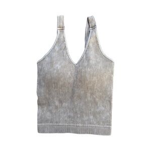 Zenana Outfitters Stone Washed Cropped Brami With Removable Pads